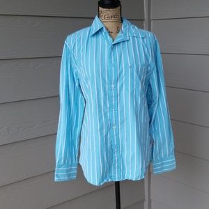 Blue and white virtual striped up polo shirt